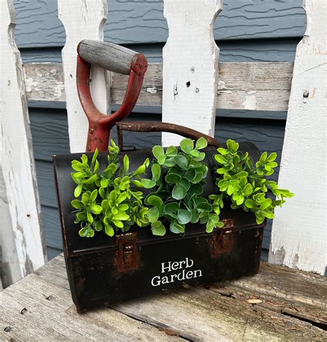 Vintage Metal Lunchbox Planter 